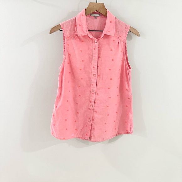 Horny Toad Polka Dot Button Front Blouse Pink Size Small - Picture 1 of 5